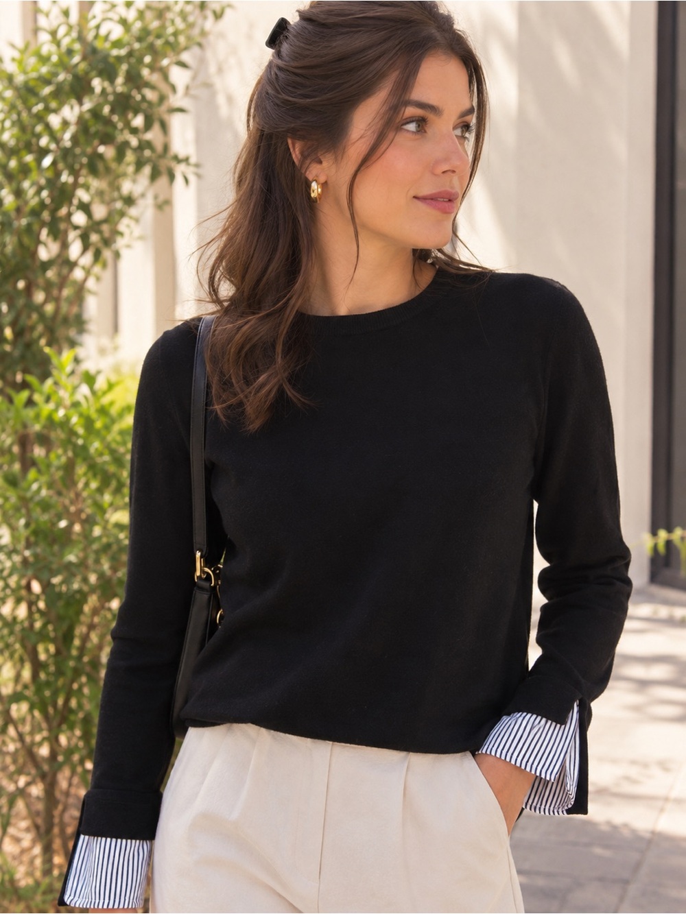 LOFT Black Crewneck Sweater